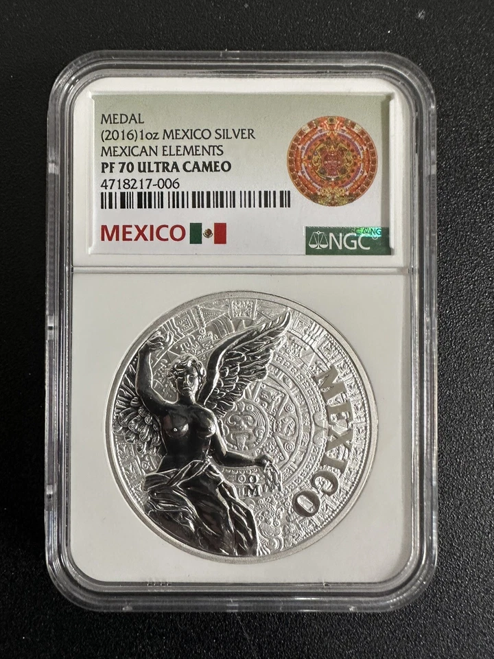 2016-Mo PCGS PR70 DCAM | MEXICO - "Mexican Elements" Silver Medal  Aztec Sign - Image 1 of 4
