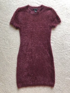 Forever 21 Sweater Dress Womens Size Medium Burgundy Stretch Knit Fuzzy Soft New - Picture 1 of 11