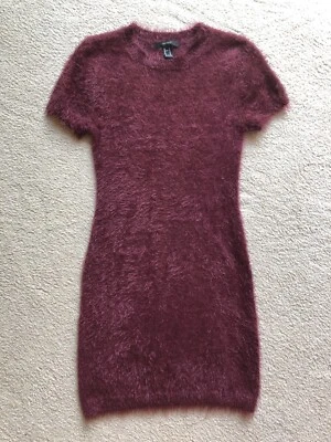 Vestido Suéter Forever 21 Para Mujer Talla Mediana Borgoña Elastizado Tejido Difuso Suave Nuevo Foto 1 de 4