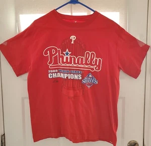 PHINALLY PHILADELPHIA PHILLIES 2008 WORLD SERIES CHAMPIONS RED MENS M T-SHIRT - Picture 1 of 2
