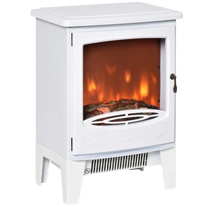 LED Elektrokamin Standkamin mit Flammeneffekt 900/1800W Weiß - Bild 1 von 9