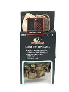 Mossy Oak Heat Retention Non-Slip Palm Pop-Top Magnetic Gloves Womens Medium NEW - Picture 1 of 4
