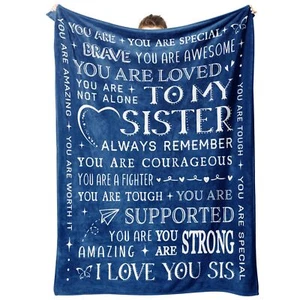 Sister Birthday Get Well Blanket Inspirational Gift Wedding 60'' x 50'' - Picture 1 of 8