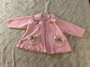 Ali Mac Girls 6 FLARE Swing Spring Jacket Coat Pink SOFT Fleece Flowers - Picture 1 of 11