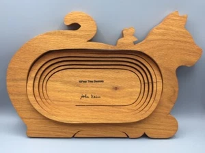 Pear Tree Baskets Cat & Mouse Collapsible Wood Basket or Fruit Bowl Art Cute - Picture 1 of 7