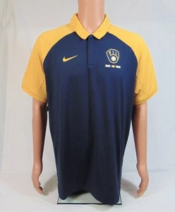 Polo de béisbol Nike MLB Milwaukee Brewers Clubhouse azul golf talla L NUEVO RARO - Imagen 1 de 5