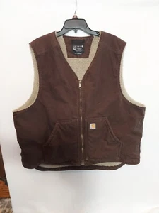 Men's Carhartt Sherpa Brown Vest 2 XL - Picture 1 of 7