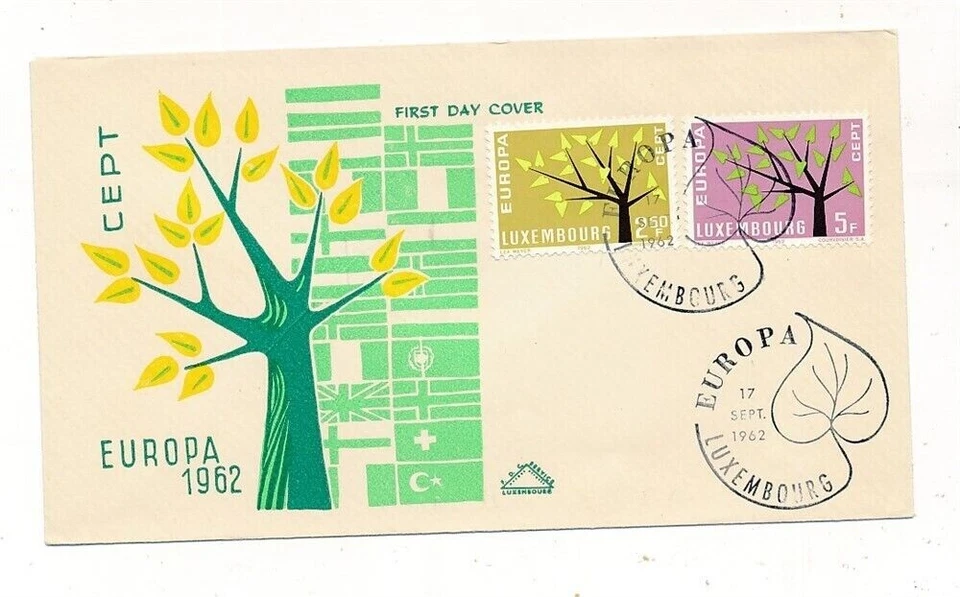 D327825 Europa CEPT 1962 Tree With 19 Leaves FDC Luxembourg - Image 1 of 1