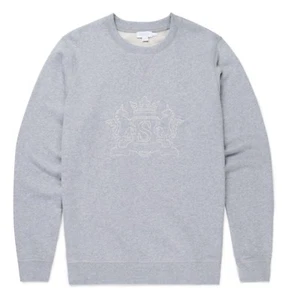 SUNSPEL - PULL M. LONGUES COTON GRIS CLAIR & BLASON BRODÉ TAILLE S = 42 - NEUF - Imagen 1 de 6