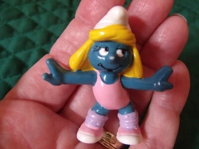 Smurfs Aerobic Smurfette Smurf 1984 Vintage Figure Toy PVC Peyo Figurine 2"     - Image 1 of 4