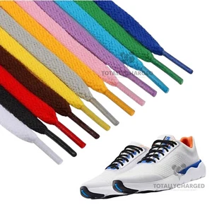 Schuhschnürsenkel Paar flache farbige Stiefelkrawatten kurz lang Kinder Erwachsene Trainer 8 mm breit - Bild 1 von 14