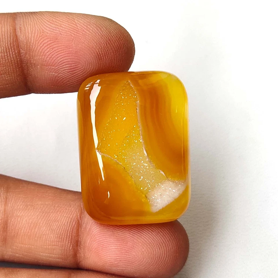 Cojín cabujón druzy ágata de ónix natural piedras preciosas amarillas sueltas 70 quilates OZ-316 Foto 1 de 4