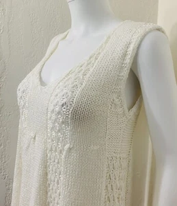 Allison & Sasha White Crochet Open Knit Cap Slv Peplum Tank Tunic Top Size S EUC - Picture 1 of 10