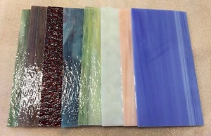 8"x4" 8 Assorted Pack Spectrum & Wissmach Stained Glass Sheets - Picture 1 of 1