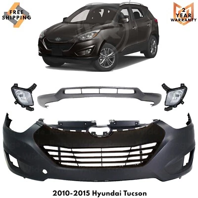 Front Bumper Cover Fascia & Fog Light Assembly Kit For 2010-2015 Hyundai Tucson Foto 1 de 4
