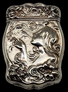 ANTIK A.NouveauMatchsafe Vesta Etui GAL BLOWING SMOKE Bristol ManufacturingCo - Bild 1 von 7