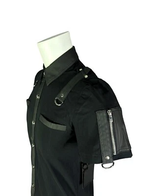 Rare Lip Service Gangsta Pranksta Goth Punk Steampunk Short Sleeve Black Shirt - Image 1 of 4