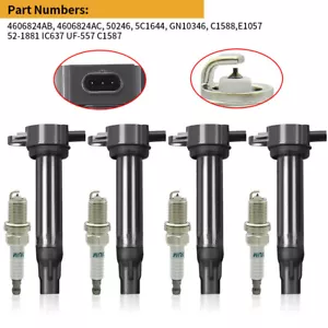 Paquete de 4 bobinas de encendido e bujía de iridio para Chrysler Dodge Jeep UF557 2007-2017 - Imagen 1 de 11