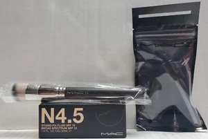 New! MAC N4.5 Studio Fix Fluid SPF 15 Broad Spectrum W Pump & Foundation Brush - Picture 1 of 2