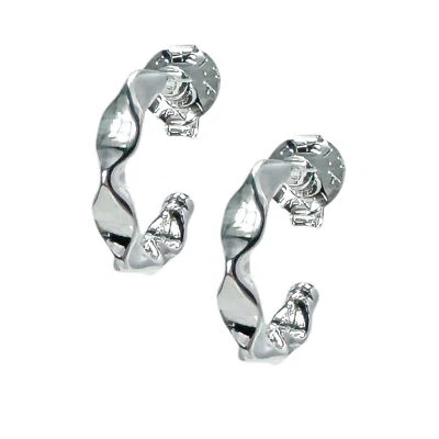 Sheila Fajl Small Wrinkled Hoop Earrings in Polished Silver Plated - Image 1 of 4