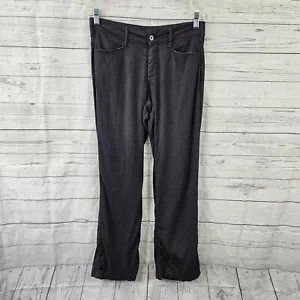 NYDJ Womens Pants Sz 2P Solid Black Mid Rise Straight Leg Linen Blend - Picture 1 of 7