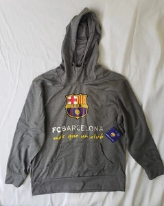 Sudadera con Capucha FCB Barcelona Hombre Pull Over Gris Fútbol Suéter Talla L - Imagen 1 de 7