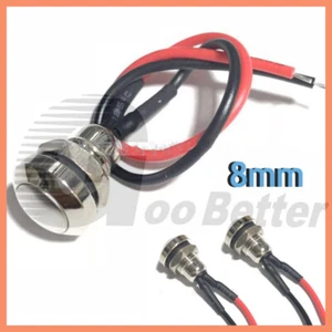 Momentary Metal Push Button Switch With Cable - 8mm Car Boat Horn Waterproof - Picture 1 of 7