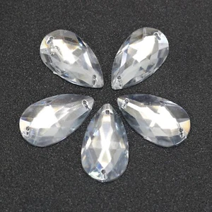 50 cuentas transparentes de acrílico con respaldo plano para coser diamantes de imitación grandes lágrima coser 28X17 mm - Imagen 1 de 6