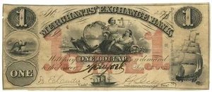 1854 Merchants Exchange Bank New York 1 $ NY (L3000) - Bild 1 von 2