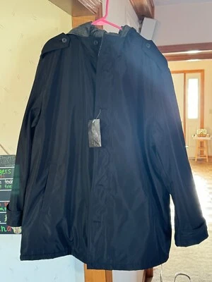 Abrigo de invierno vintage negro estructura para hombre forrado en negro XL SEARS NUEVO CON ETIQUETAS $120 Foto 1 de 4