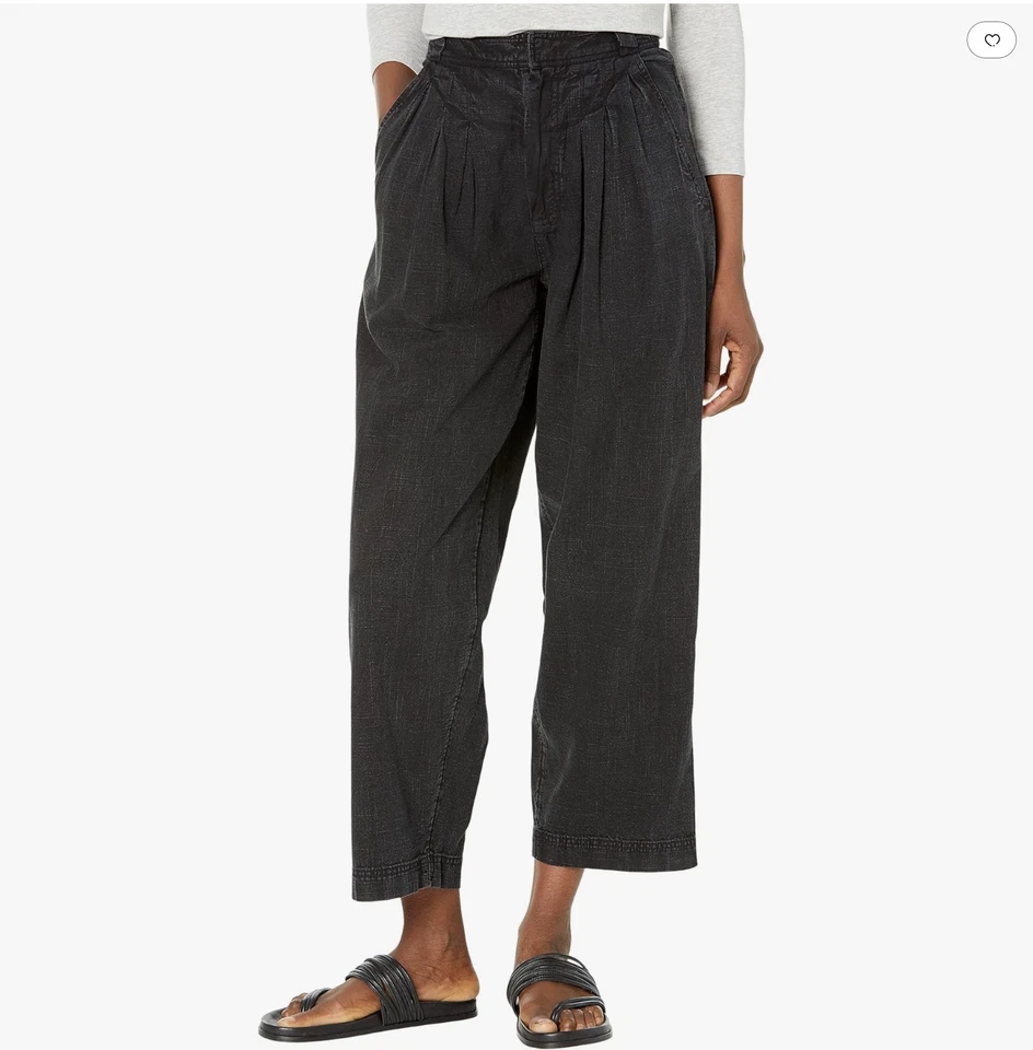 NWT Free People Lotta Love Linen Trousers 10 High-Rise Wide-Leg Smocked Pocket - Image 1 of 4