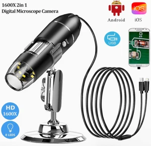 1600X Zoom 2in1 USB Mikroskop Digital Lupe Endoskop Kamera 8LED für Handy - Bild 1 von 15