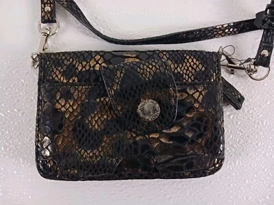 Nine & Co Clutch Crossbody Wallet Purse Leopard Black Gold  - Image 1 of 4