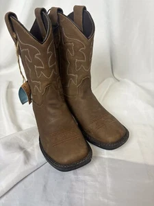 Roper Western Boots Boys Cow Hide Leather Brown 09-018-0911-1200 BR - Picture 1 of 10