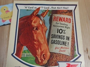 Mobilgas Socony Vacuum Magazine Ad Print 1943 WWII Horse A or T Card Ain't Hay - Picture 1 of 3