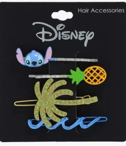 Disney Lilo & STITCH Hawaiian BEACH Hair Clips Barrettes PINEAPPLE WAVE New - Picture 1 of 3