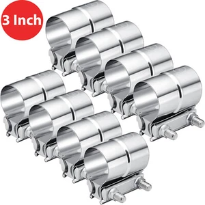 8pcs 3 inch Stainless Steel Lap Joint Band Exhaust Clamp Sleeve Coupler T-304 - Bild 1 von 8