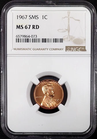 1967 SMS Lincoln Cent certified MS 67 RD by NGC! sku 4-073 Cover