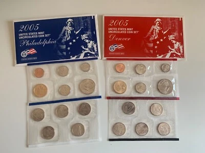 2005 United States Mint Uncirculated Philadelphia P & Denver D 22 Coin Set - Image 1 of 3
