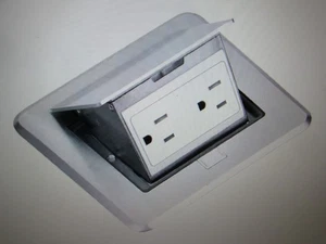 Newhouse Elektrische Pop-Up Bodensteckdose Elektrokasten Holz Unterboden Nickel - Bild 1 von 7