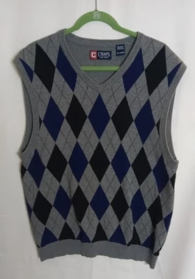 Chaleco Suéter Chaps, Para Hombre, Talla XL, Pull Over, Gris y Azul Foto 1 de 3