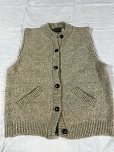 Vtg Eddie Bauer Beige 100% Wool Button Down Sweater Vest Mens/Unisex Sz XL - Picture 1 of 6