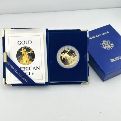 Moneda de oro American Eagle 1986-W de 1 oz de prueba West Point con OGP Foto 1 de 4
