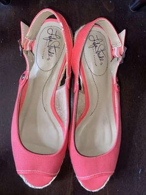 Zapatos de cuña Life Stride Soft System para mujer con cordones punta abierta talla 8,5 coral Foto 1 de 4