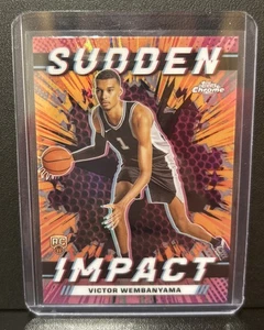 2023 TOPPS CHROME REFRACTOR PSA 10 GEM MINT VICTOR WEMBANYAMA PINK SUDDEN IMPACT - Picture 1 of 2