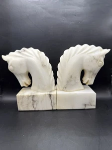 DE COLECCIÓN SUJETALIBROS CABEZA DE CABALLO Alabastro Mármol Ecuestre Italia Escultura Oreja Reparación - Imagen 1 de 17