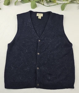 Gilet vintage Eddie Bauer uomo blu navy con bottoni 100% lana taglia M - Foto 1 di 6