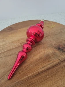 Red Glass Finial Christmas Tree Ornament Holiday Decor 7.25 Inch - Picture 1 of 6