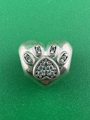 Pandora 791713CZ I Love My Pet Paw Charm S925 ALE plata esterlina usado Foto 1 de 4