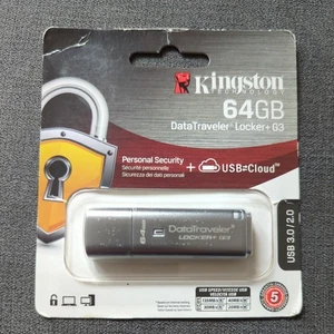 Kingston Data Traveler Locker + G3 Personal Security USB Memory Stick Cloud 64GB - Picture 1 of 2